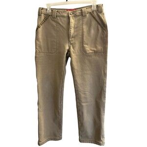 Coleman Men's Beige Canvas Fleece Lined Workwear Pants 34/32